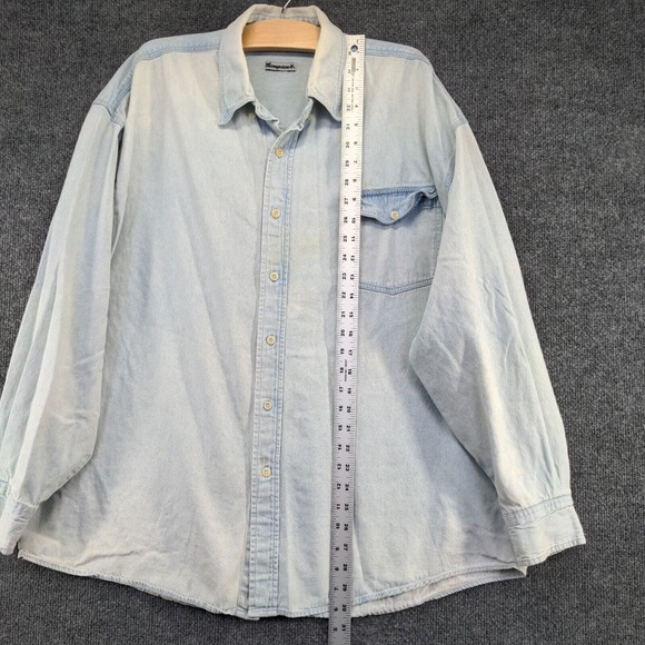 Thompson's Men's Denim Button-Down Shirt Blue XL Long Sleeve Chest Pocket - Picture 14 of 16